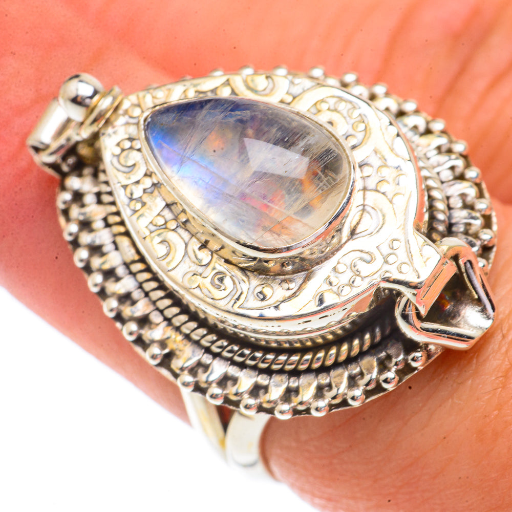 Rainbow Moonstone Rings handcrafted by Anasilvercos - RING66394