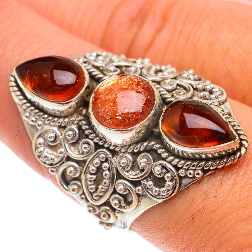 Sunstone, Baltic Amber Rings handcrafted by Anasilvercos - RING66420