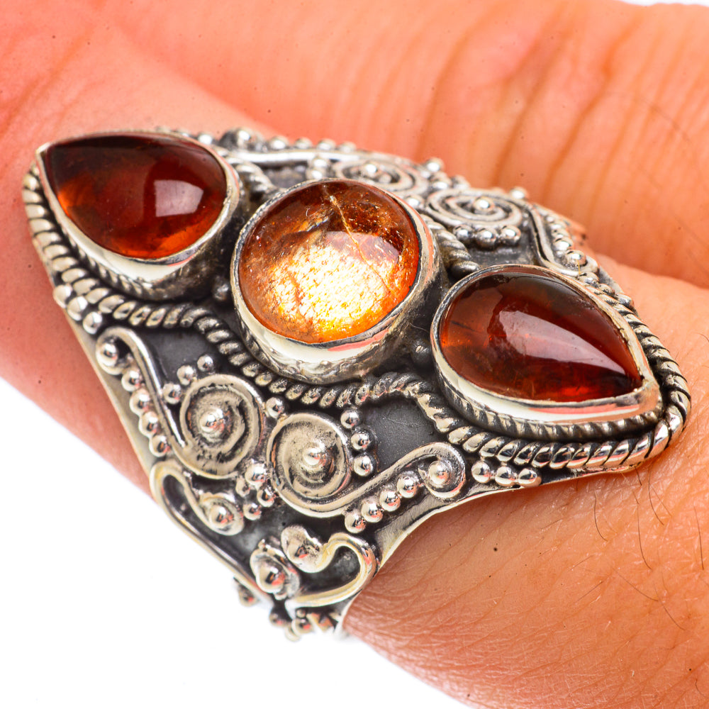 Sunstone, Baltic Amber Rings handcrafted by Anasilvercos - RING66436