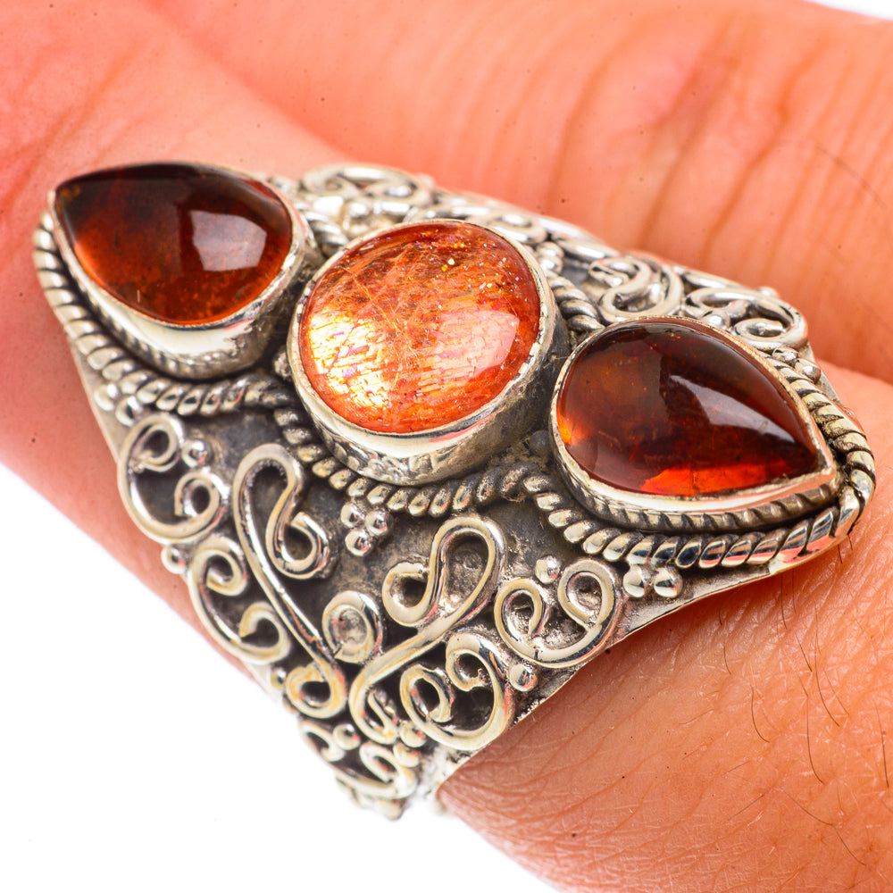 Sunstone, Baltic Amber Rings handcrafted by Anasilvercos - RING66437