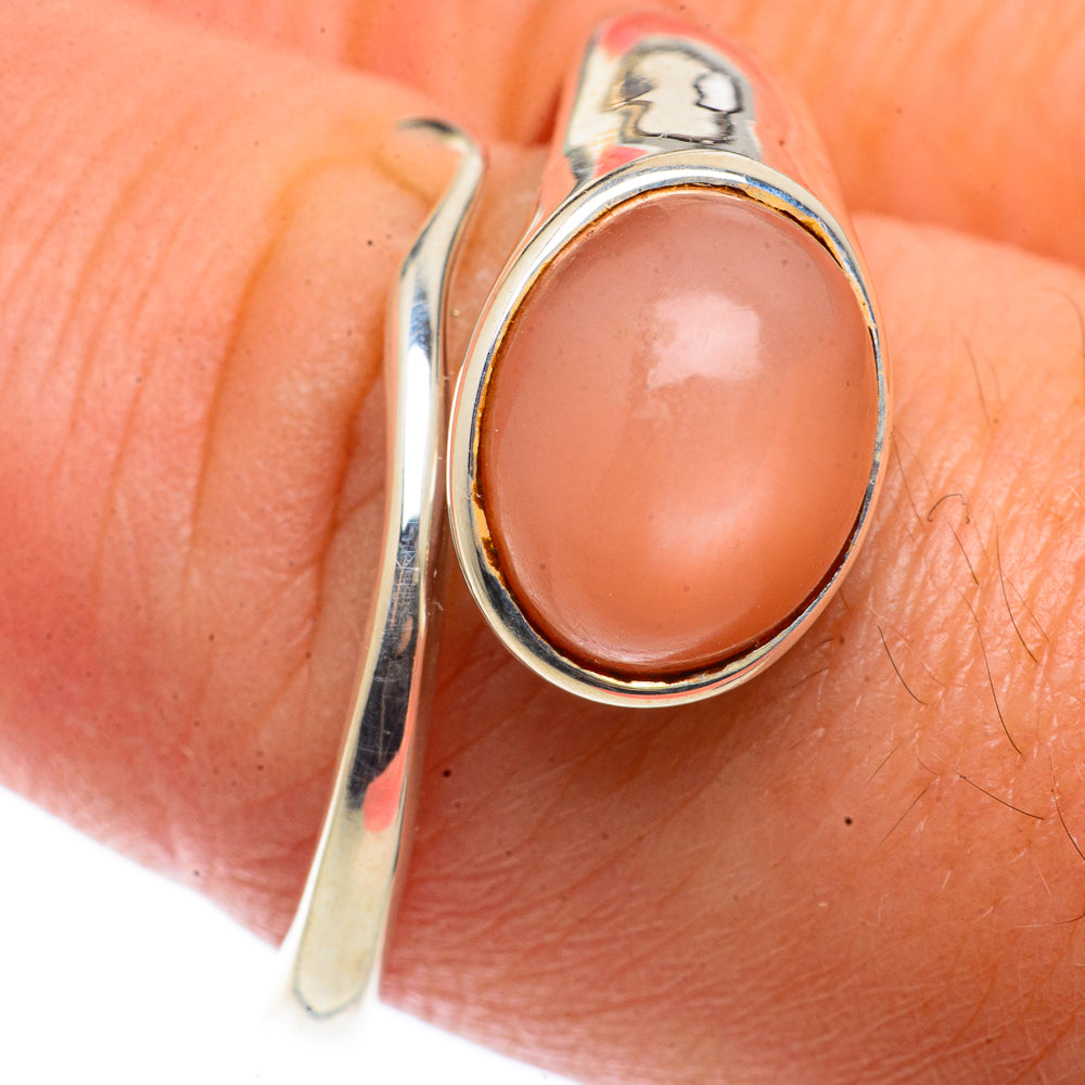 Peach Moonstone Rings handcrafted by Anasilvercos - RING66471