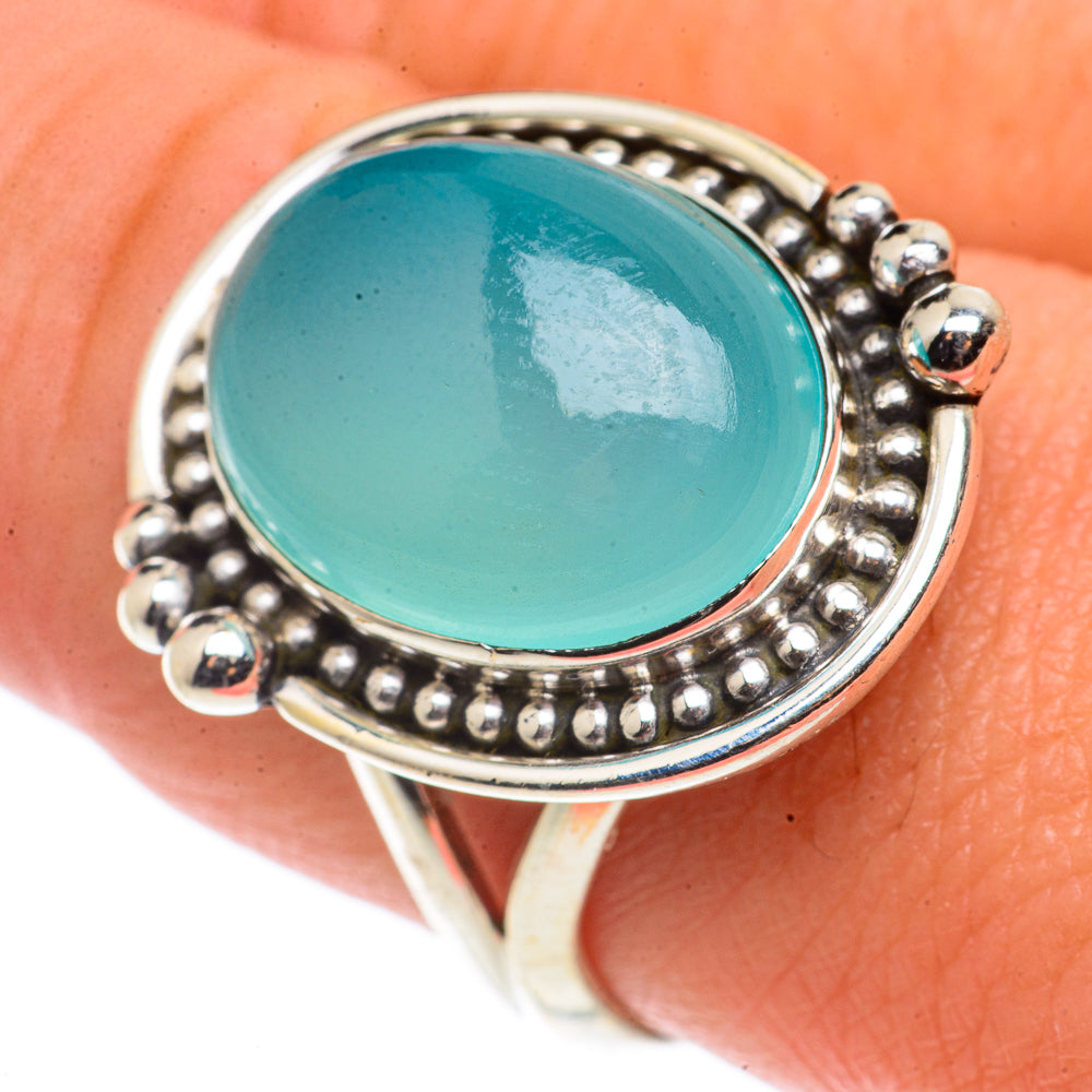 Aqua Chalcedony Rings handcrafted by Anasilvercos - RING66577