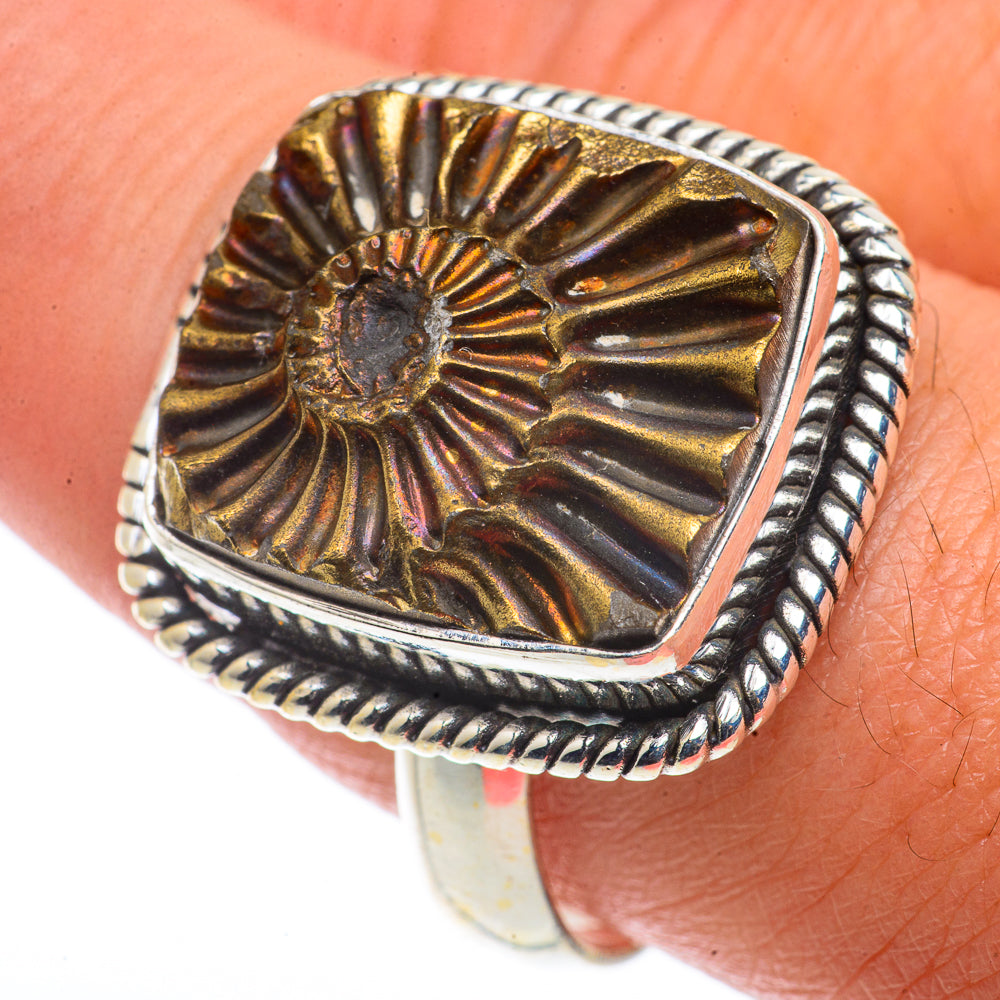 Pyrite Fossil Rings handcrafted by Anasilvercos - RING66643