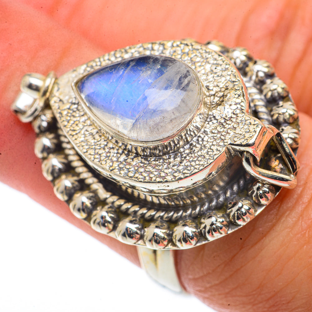 Rainbow Moonstone Rings handcrafted by Anasilvercos - RING66689