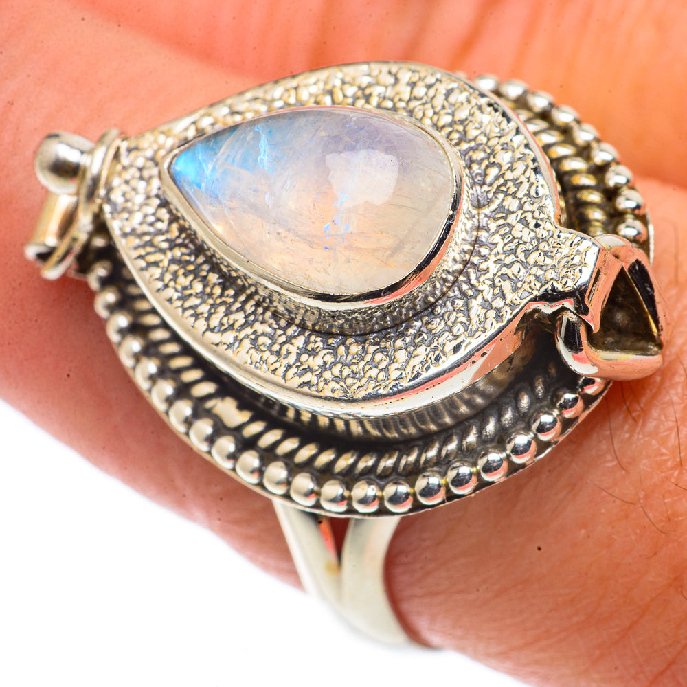 Rainbow Moonstone Rings handcrafted by Anasilvercos - RING66745