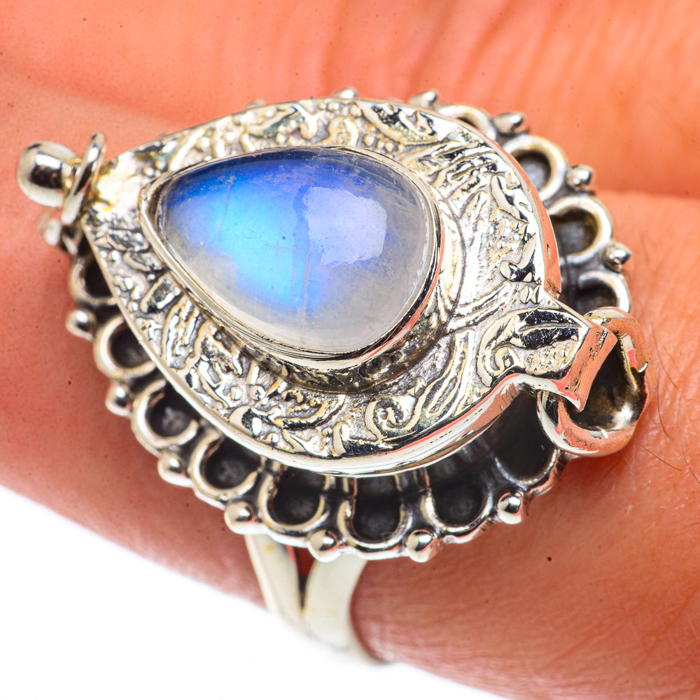 Rainbow Moonstone Rings handcrafted by Anasilvercos - RING66746