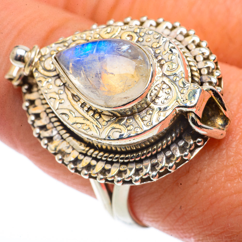 Rainbow Moonstone Rings handcrafted by Anasilvercos - RING66769