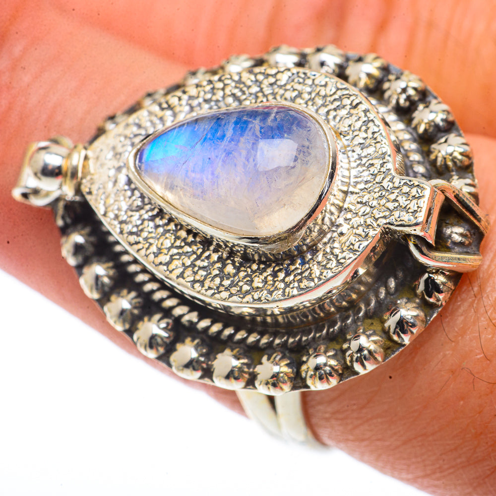 Rainbow Moonstone Rings handcrafted by Anasilvercos - RING66770