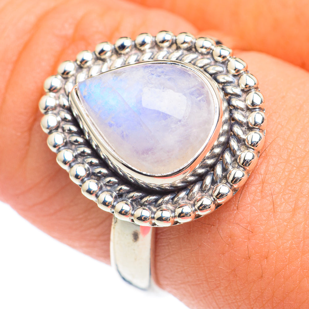 Rainbow Moonstone Rings handcrafted by Anasilvercos - RING66881