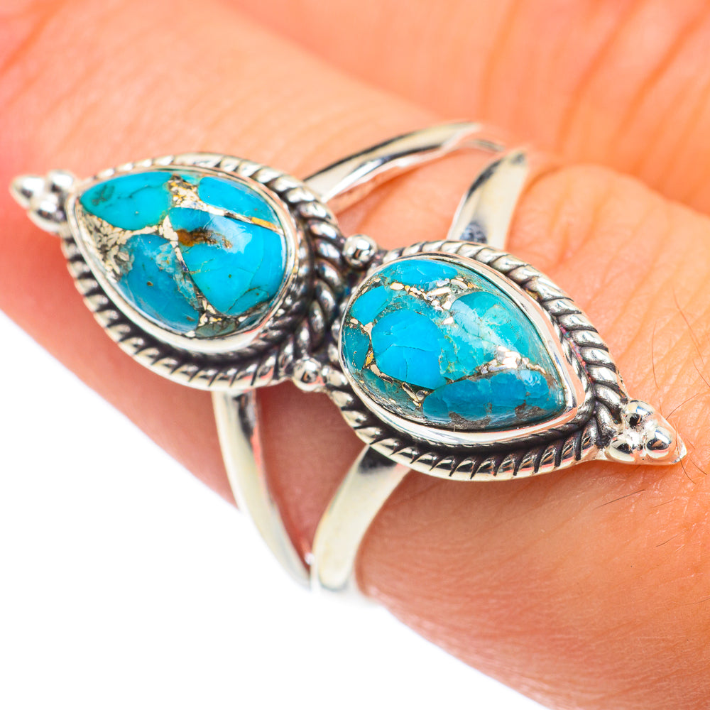Blue Copper Composite Turquoise Rings handcrafted by Anasilvercos - RING66941