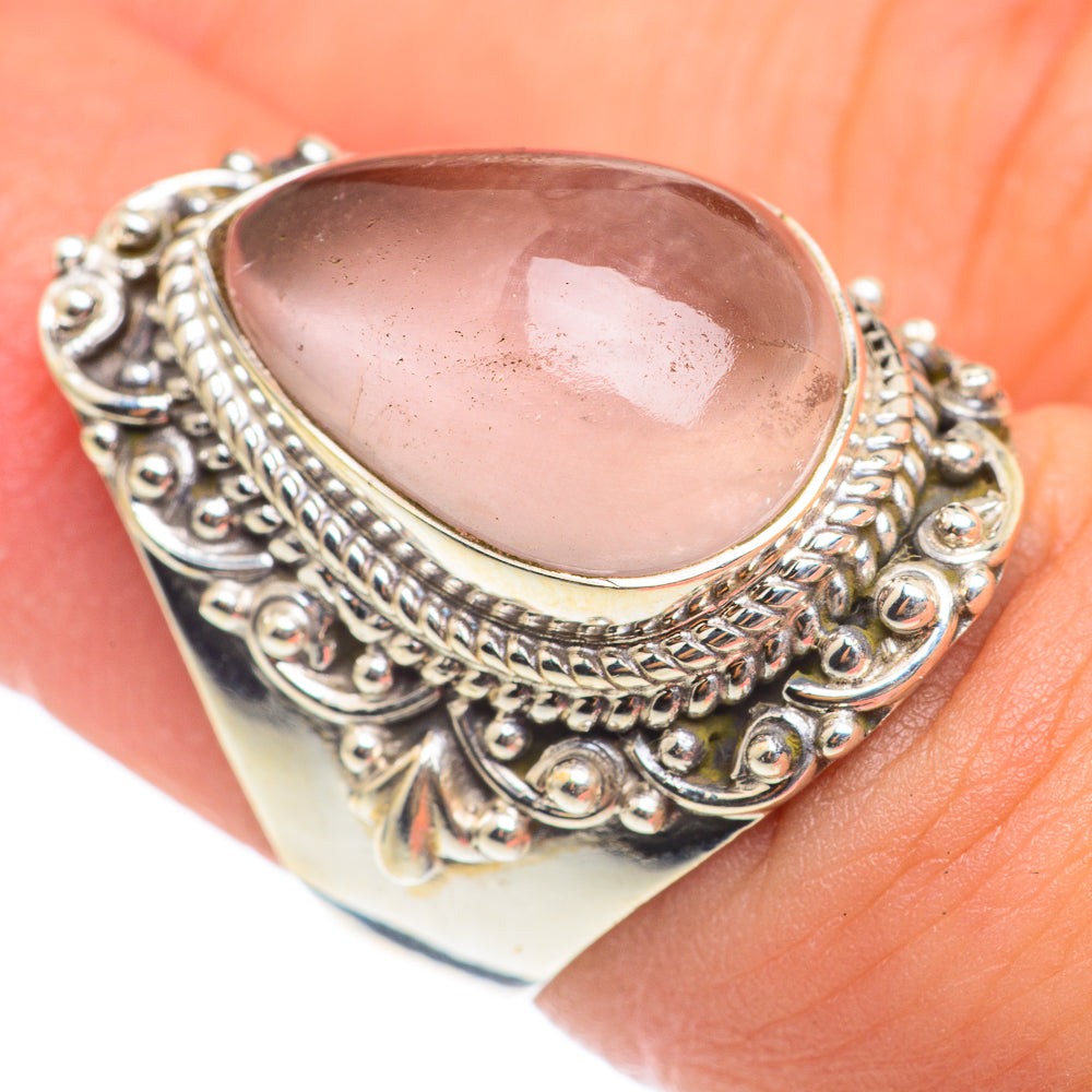 Rose Quartz Rings handcrafted by Anasilvercos - RING67016