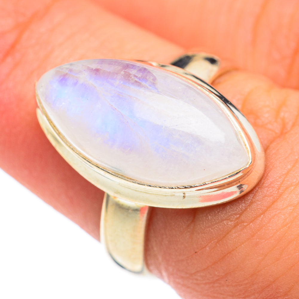 Rainbow Moonstone Rings handcrafted by Anasilvercos - RING67097