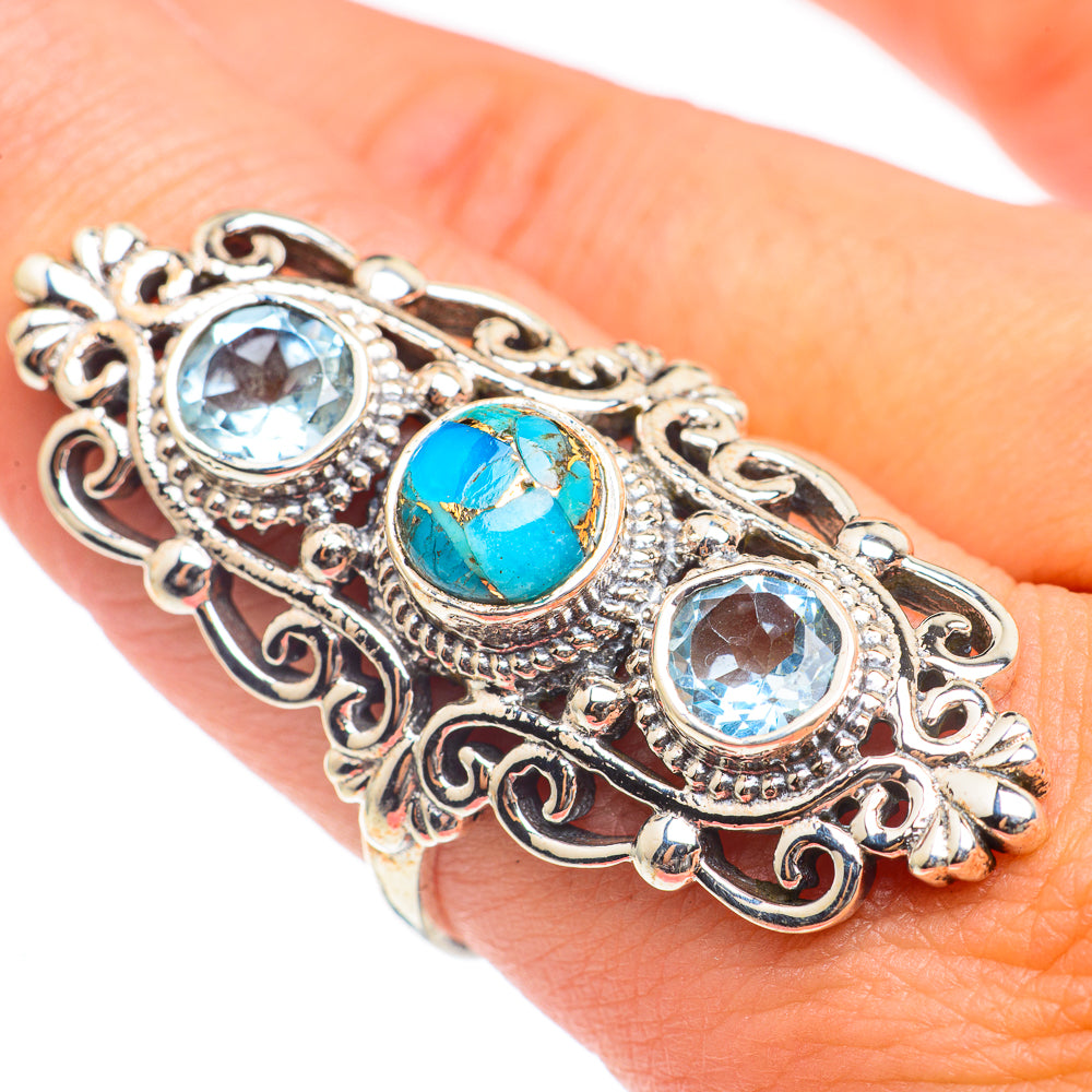 Blue Copper Composite Turquoise Rings handcrafted by Anasilvercos - RING67118