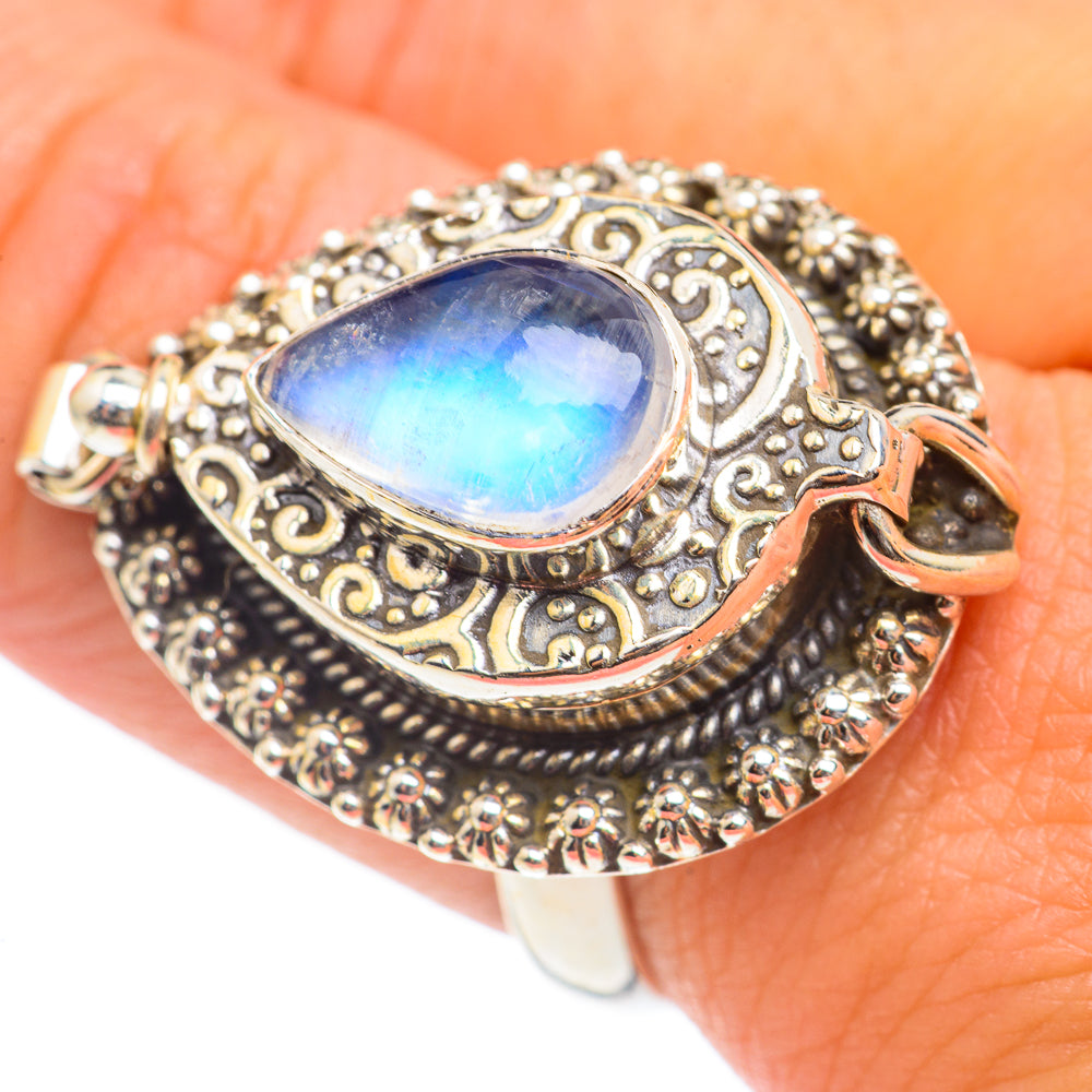 Rainbow Moonstone Rings handcrafted by Anasilvercos - RING67131