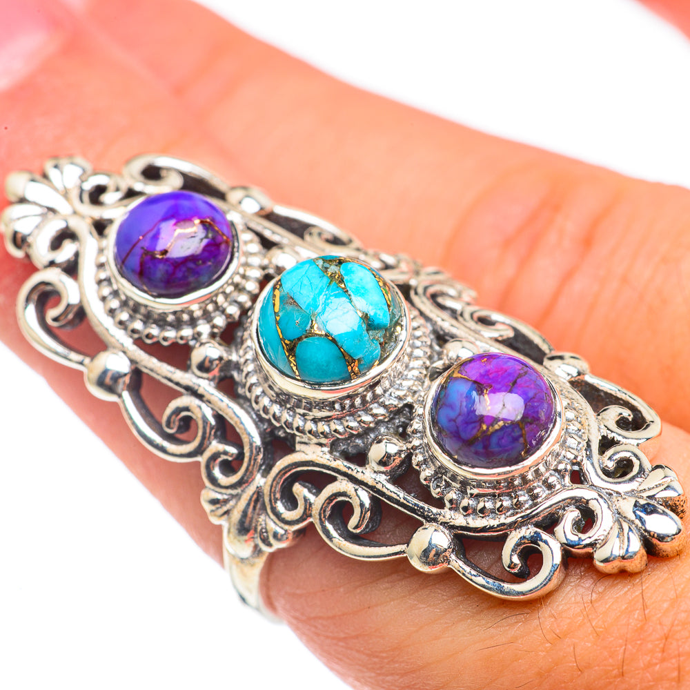 Blue Copper Composite Turquoise Rings handcrafted by Anasilvercos - RING67134