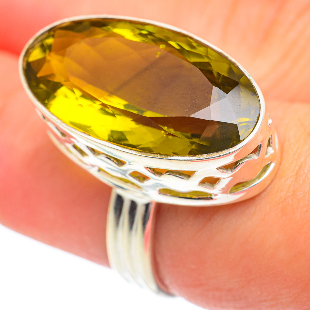 Olive Quartz Rings handcrafted by Anasilvercos - RING67140