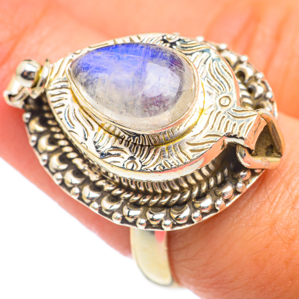 Rainbow Moonstone Rings handcrafted by Anasilvercos - RING67149