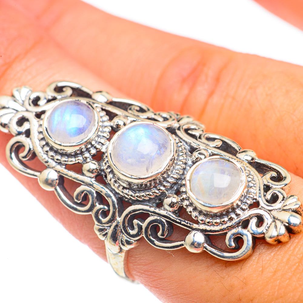 Rainbow Moonstone Rings handcrafted by Anasilvercos - RING67151