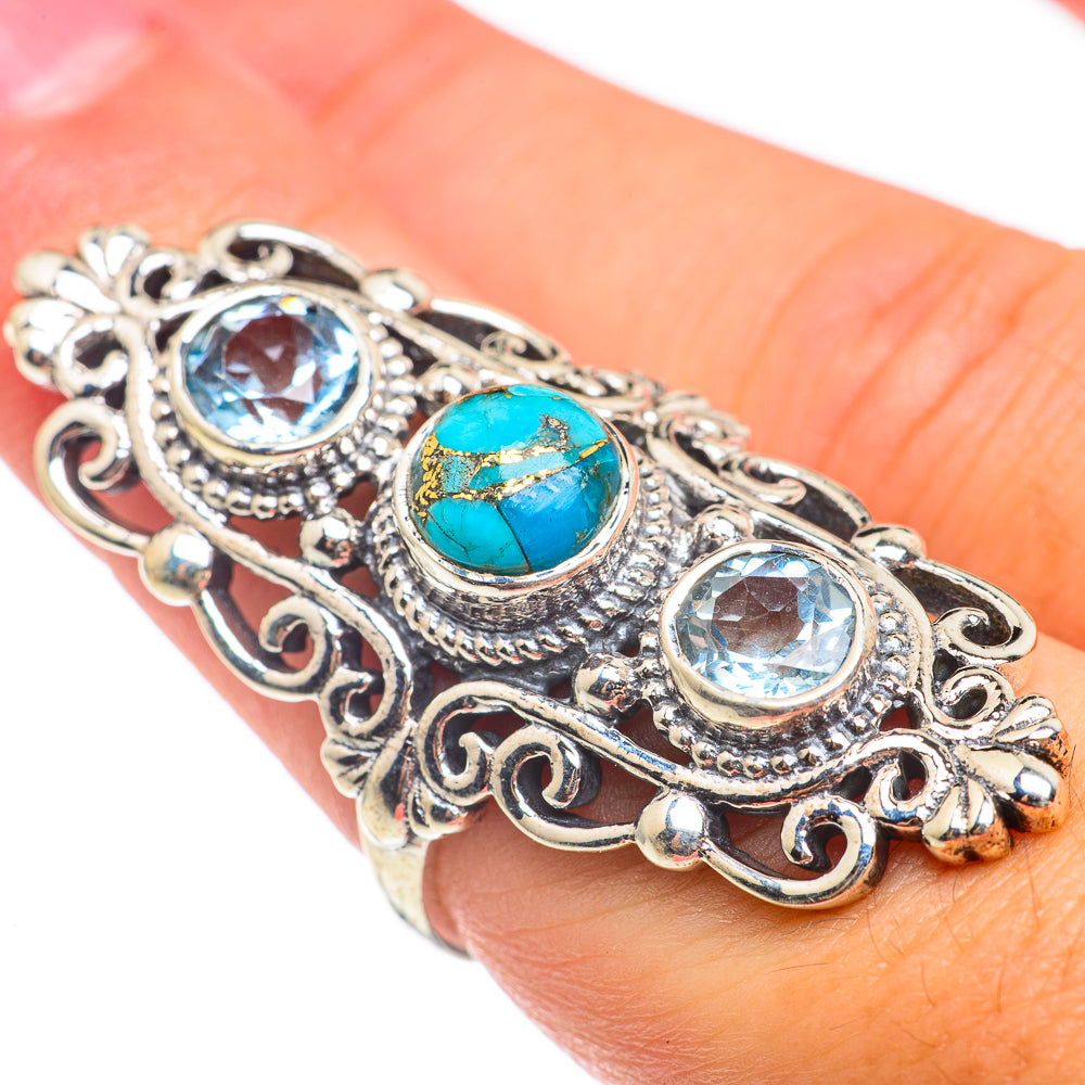 Blue Copper Composite Turquoise Rings handcrafted by Anasilvercos - RING67159