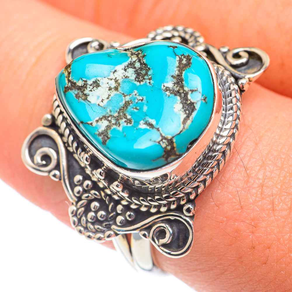 Blue Copper Turquoise Rings handcrafted by Anasilvercos - RING67163