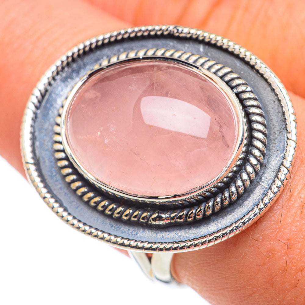 Rose Quartz Rings handcrafted by Anasilvercos - RING67174