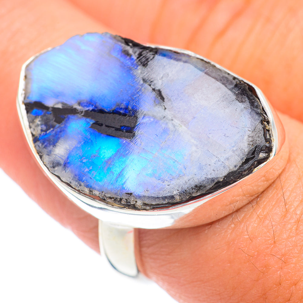 Rainbow Moonstone Rings handcrafted by Anasilvercos - RING67187