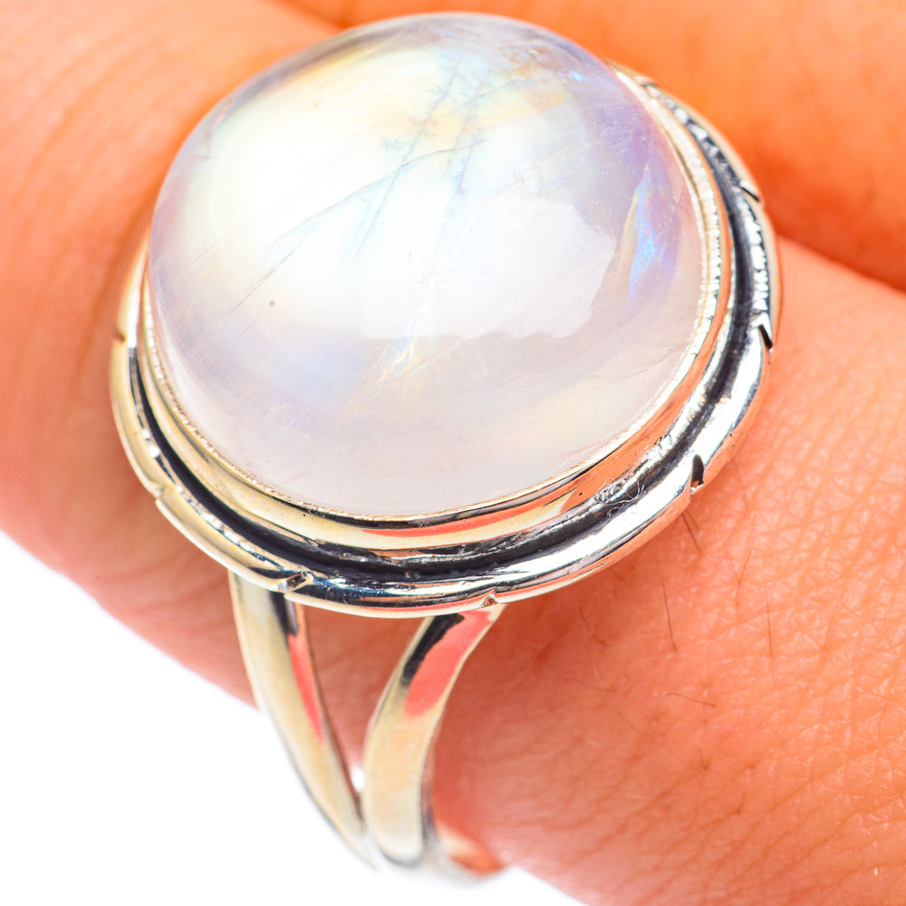 Rainbow Moonstone Rings handcrafted by Anasilvercos - RING67218