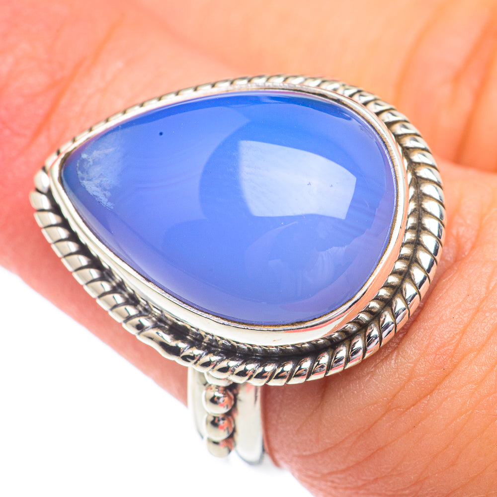 Aqua Chalcedony Rings handcrafted by Anasilvercos - RING67224