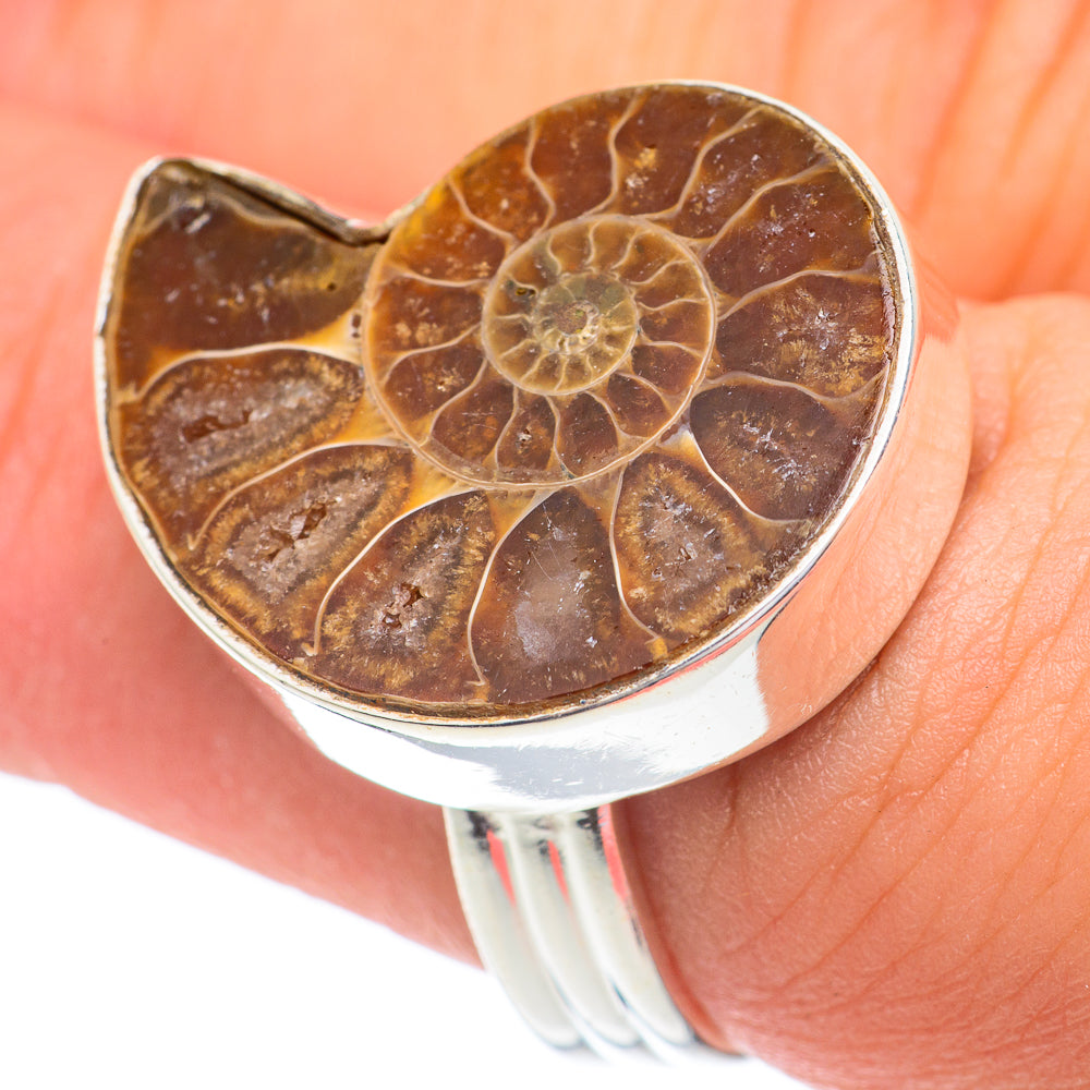 Ammonite Fossil Rings handcrafted by Anasilvercos - RING67233
