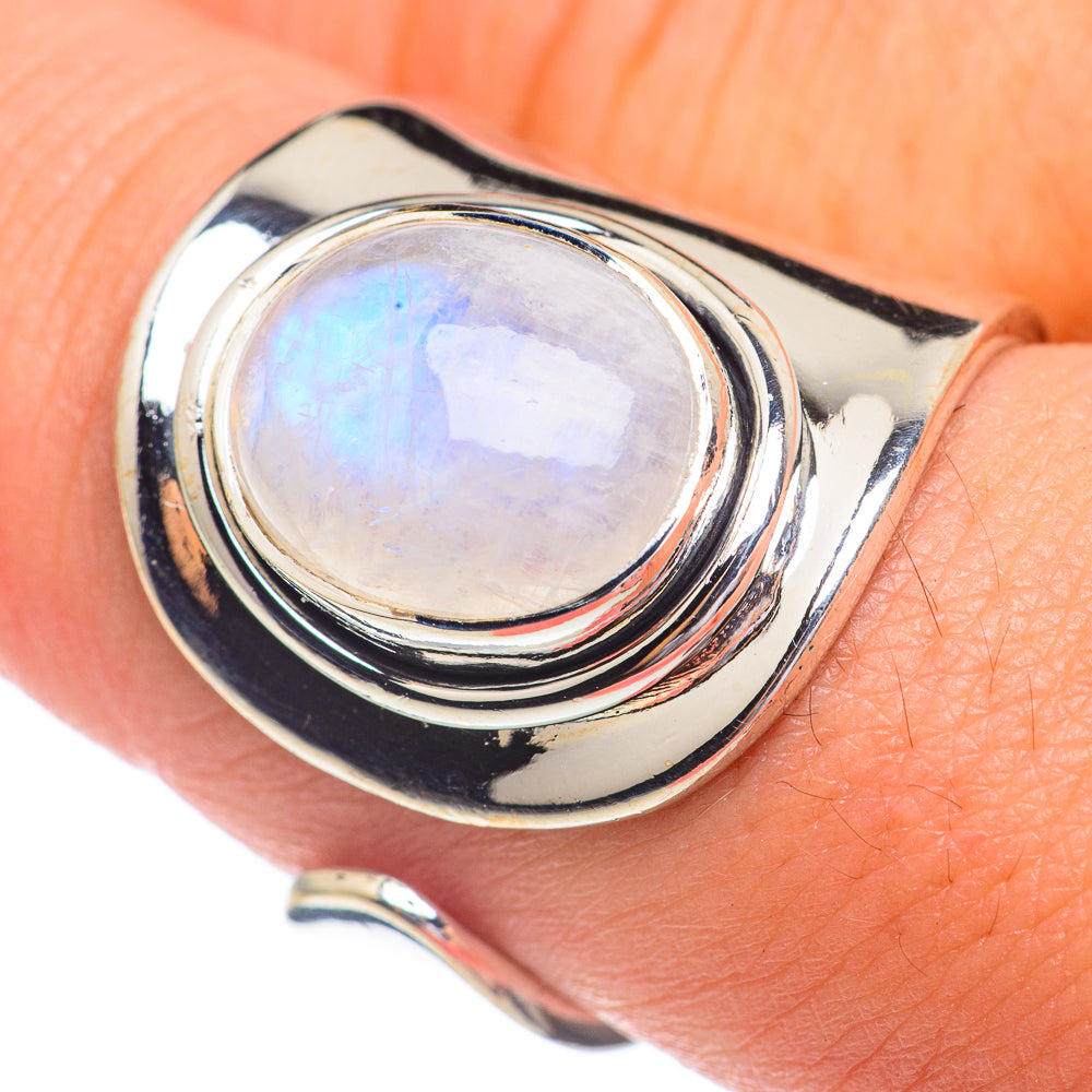 Rainbow Moonstone Rings handcrafted by Anasilvercos - RING67246