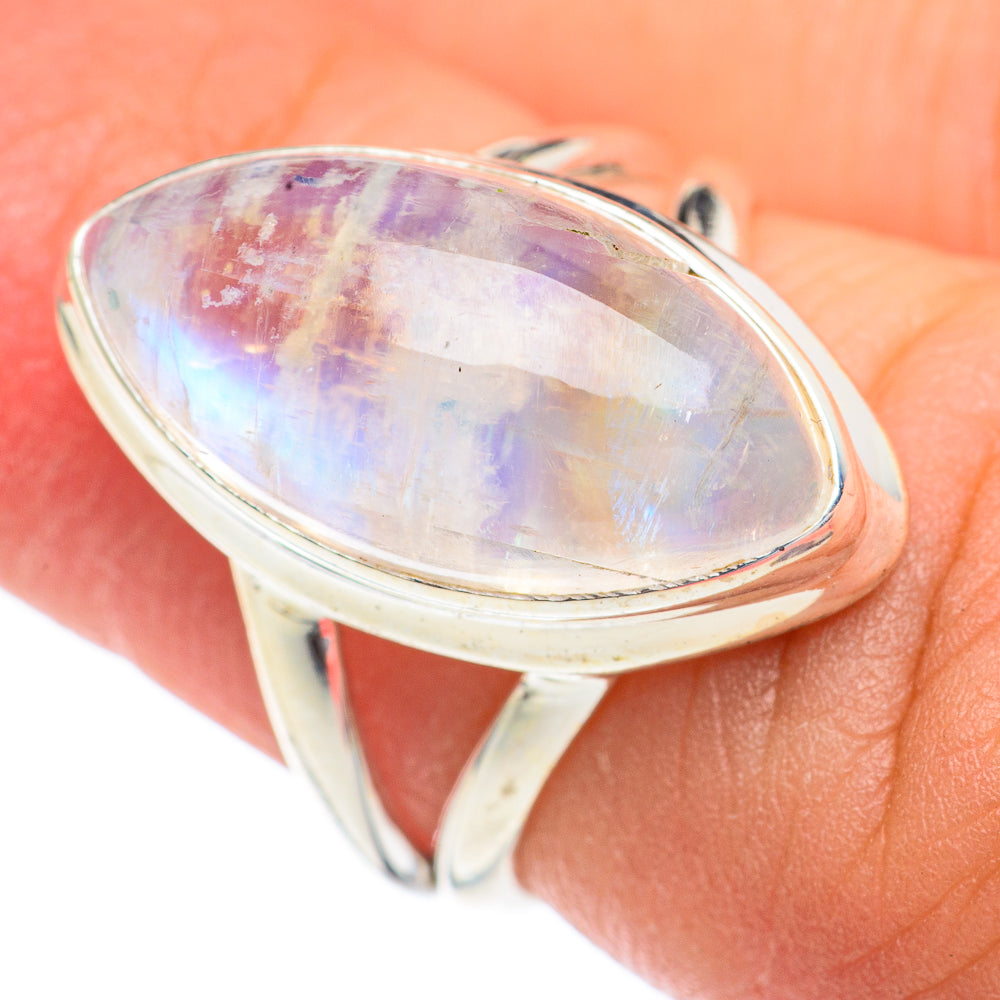 Rainbow Moonstone Rings handcrafted by Anasilvercos - RING67320