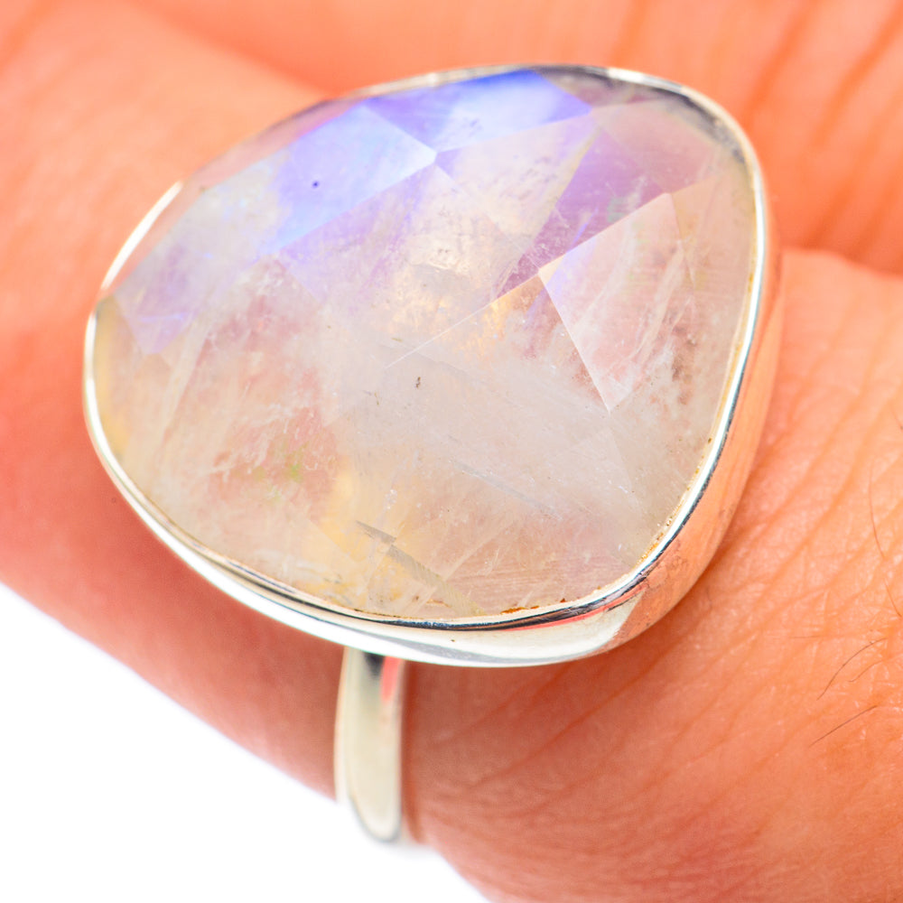 Rainbow Moonstone Rings handcrafted by Anasilvercos - RING67383