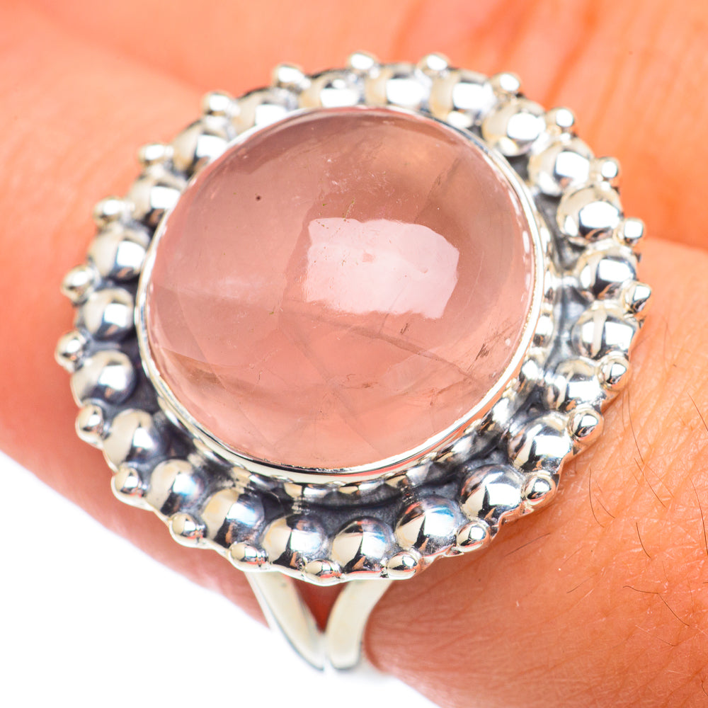 Rose Quartz Rings handcrafted by Anasilvercos - RING67397