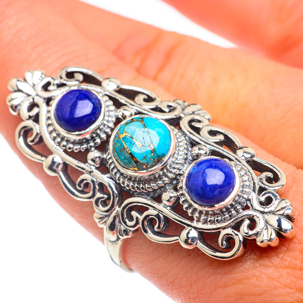 Blue Copper Turquoise Rings handcrafted by Anasilvercos - RING67409