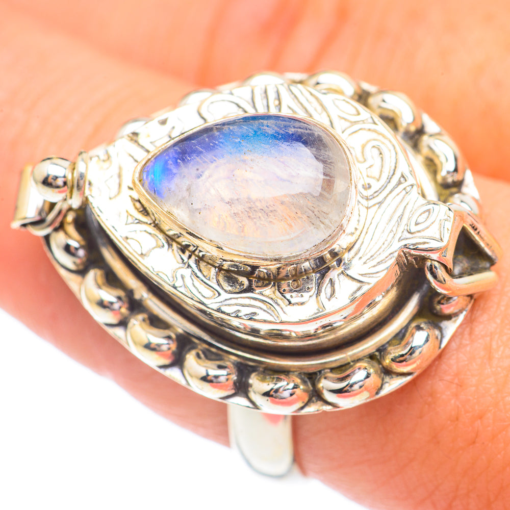 Rainbow Moonstone Rings handcrafted by Anasilvercos - RING67426