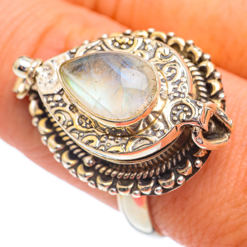Rainbow Moonstone Rings handcrafted by Anasilvercos - RING67430
