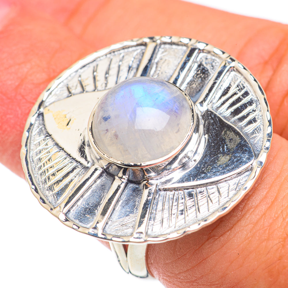 Rainbow Moonstone Rings handcrafted by Anasilvercos - RING67431