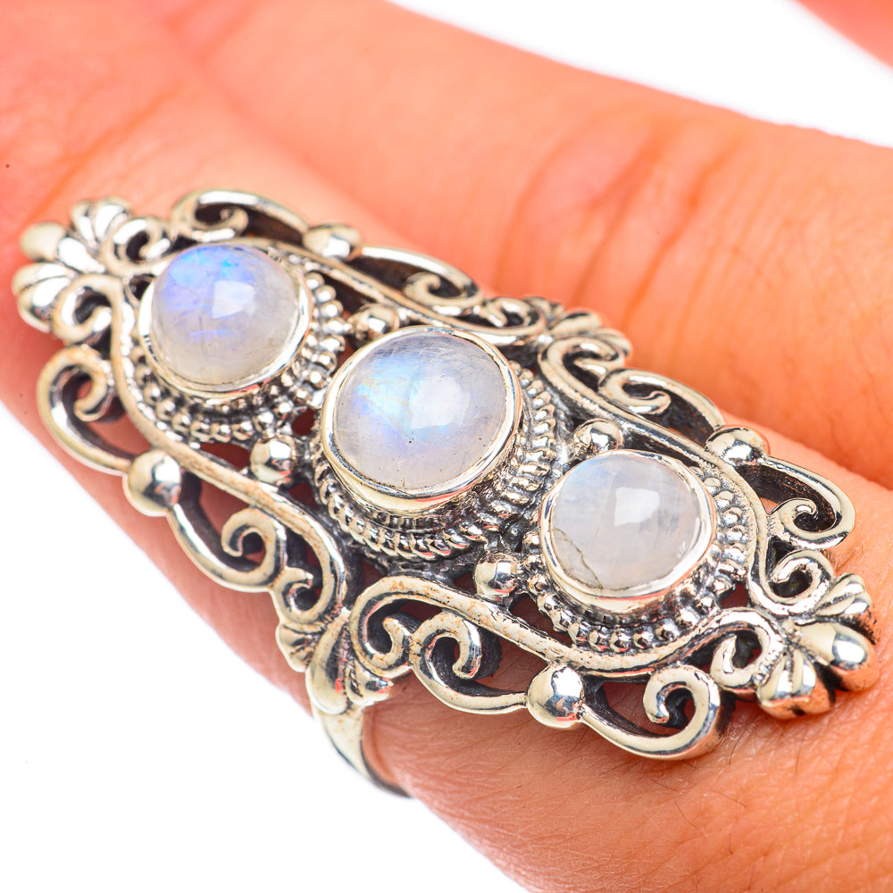 Rainbow Moonstone Rings handcrafted by Anasilvercos - RING67432