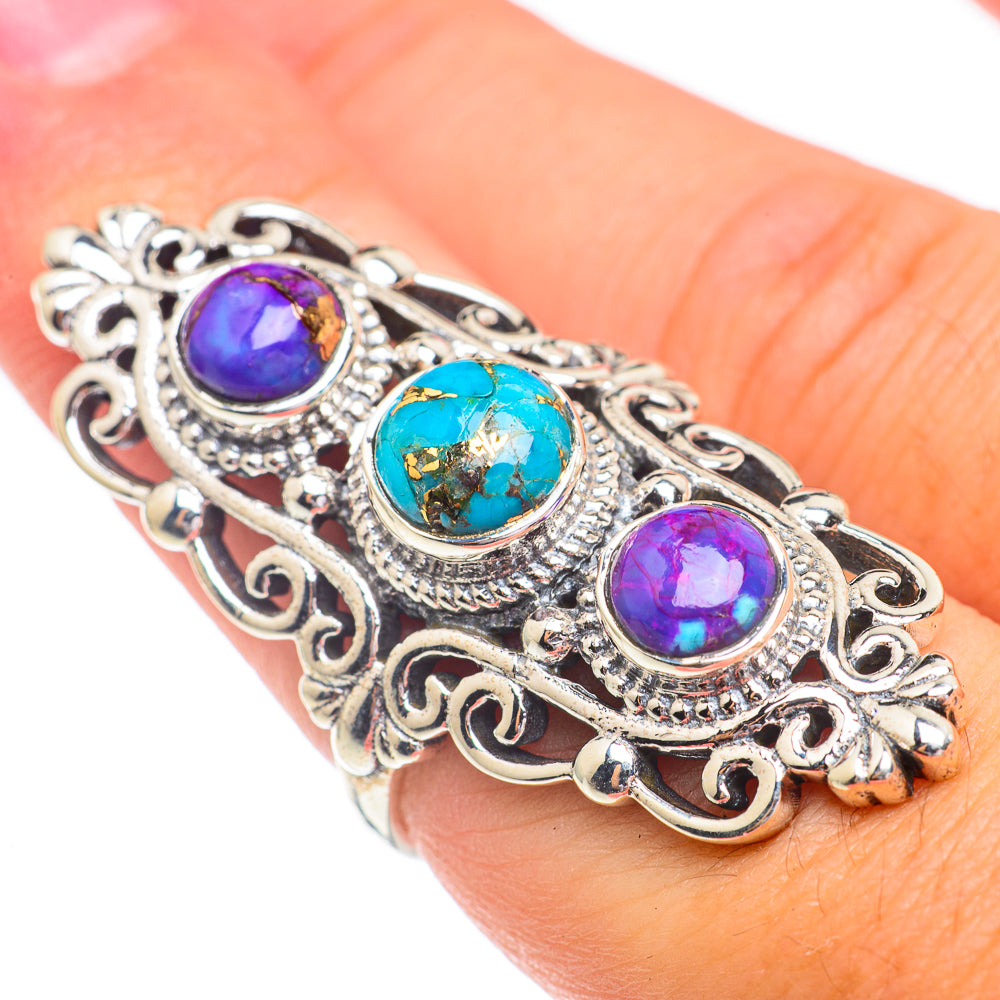 Blue Copper Turquoise Rings handcrafted by Anasilvercos - RING67436
