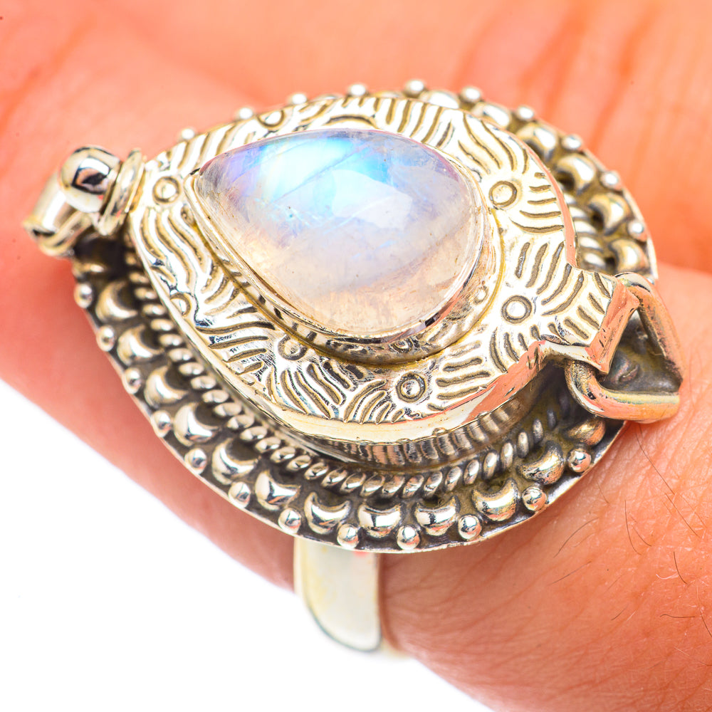 Rainbow Moonstone Rings handcrafted by Anasilvercos - RING67455