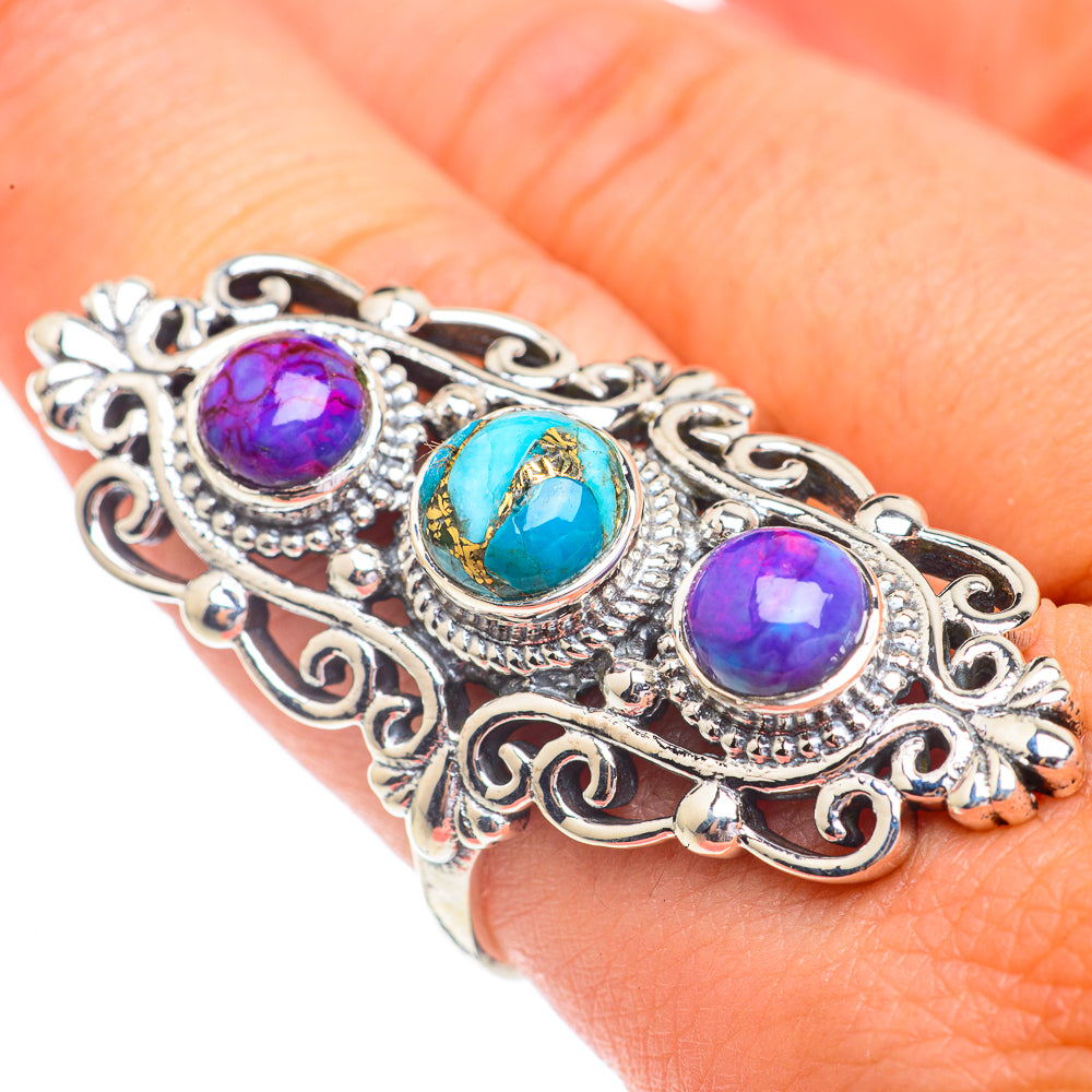 Blue Copper Turquoise Rings handcrafted by Anasilvercos - RING67457