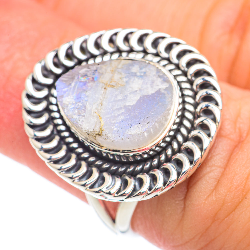 Rainbow Moonstone Rings handcrafted by Anasilvercos - RING67486