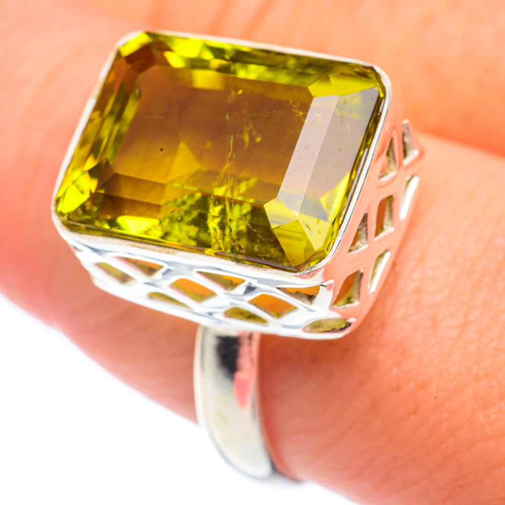 Olive Quartz Rings handcrafted by Anasilvercos - RING67489