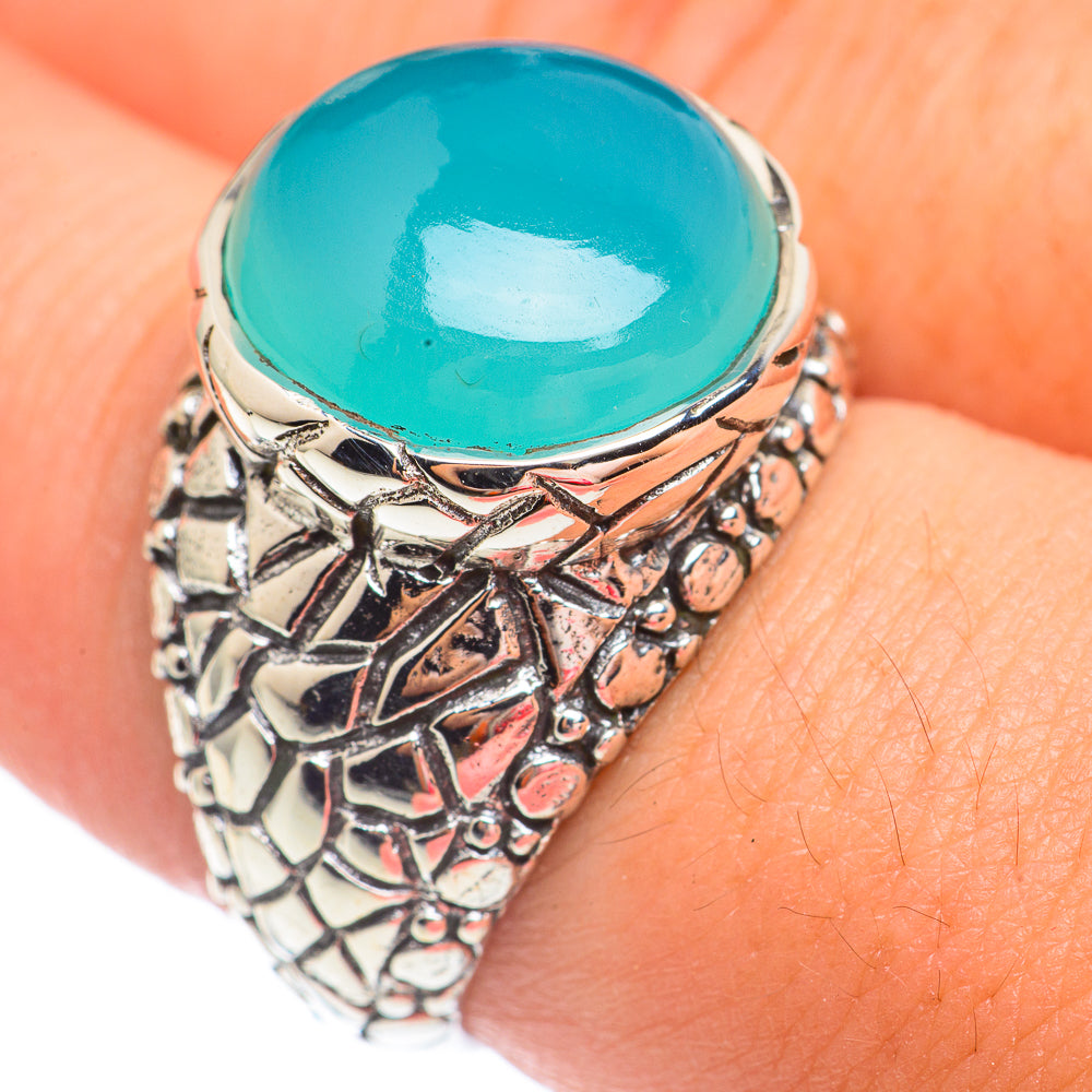 Aqua Chalcedony Rings handcrafted by Anasilvercos - RING67598