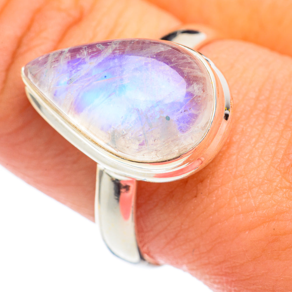Rainbow Moonstone Rings handcrafted by Anasilvercos - RING67619