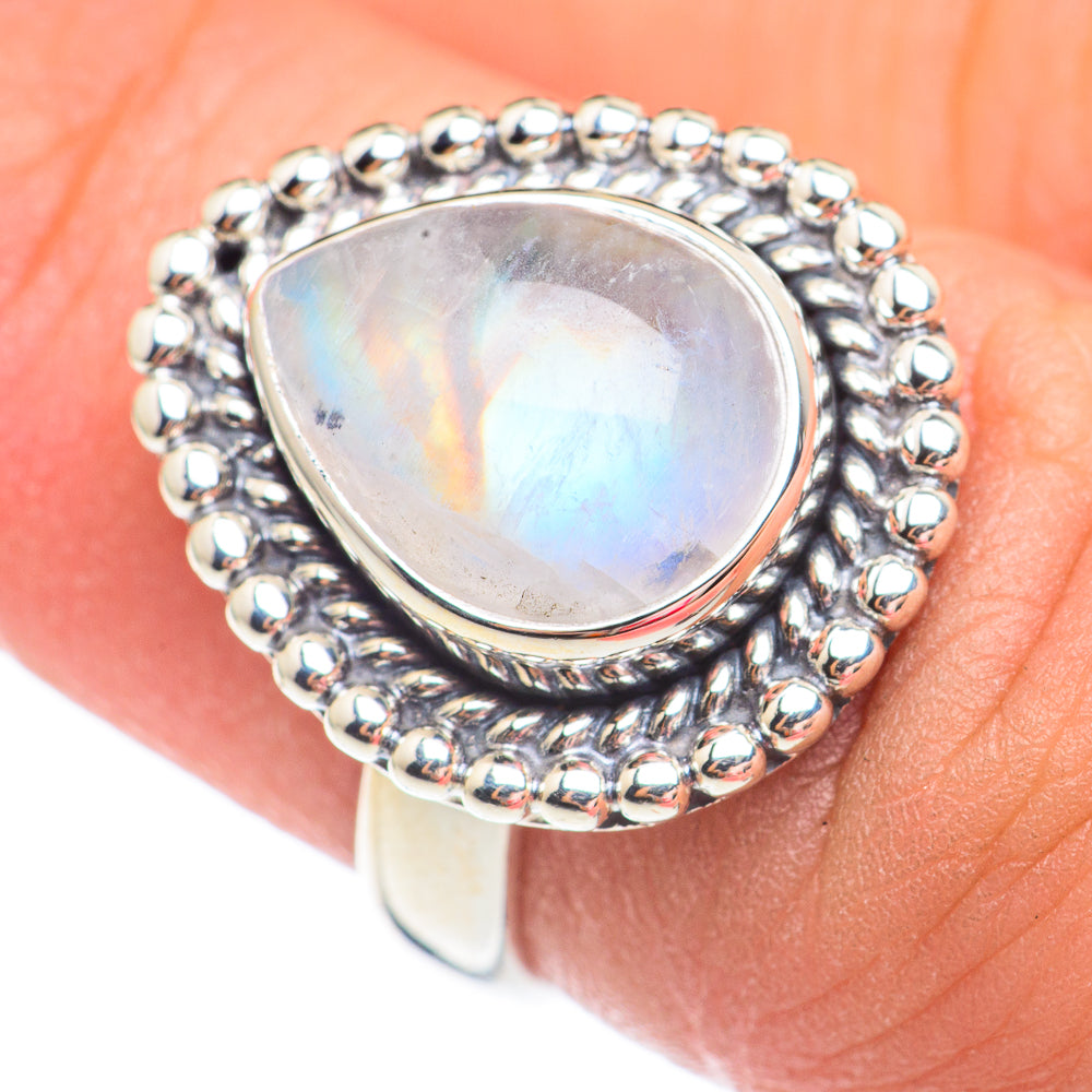 Rainbow Moonstone Rings handcrafted by Anasilvercos - RING67670