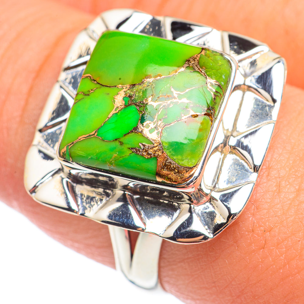 Green Copper Composite Turquoise Rings handcrafted by Anasilvercos - RING67704