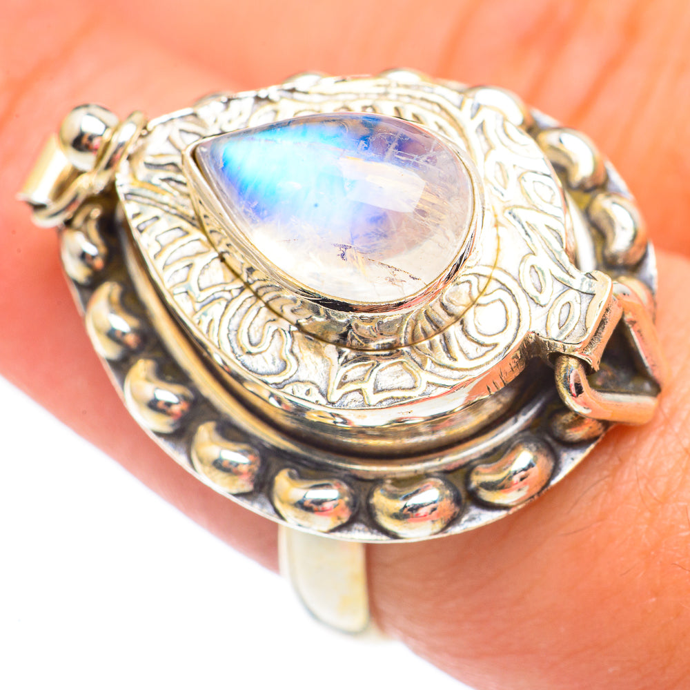 Rainbow Moonstone Rings handcrafted by Anasilvercos - RING67716