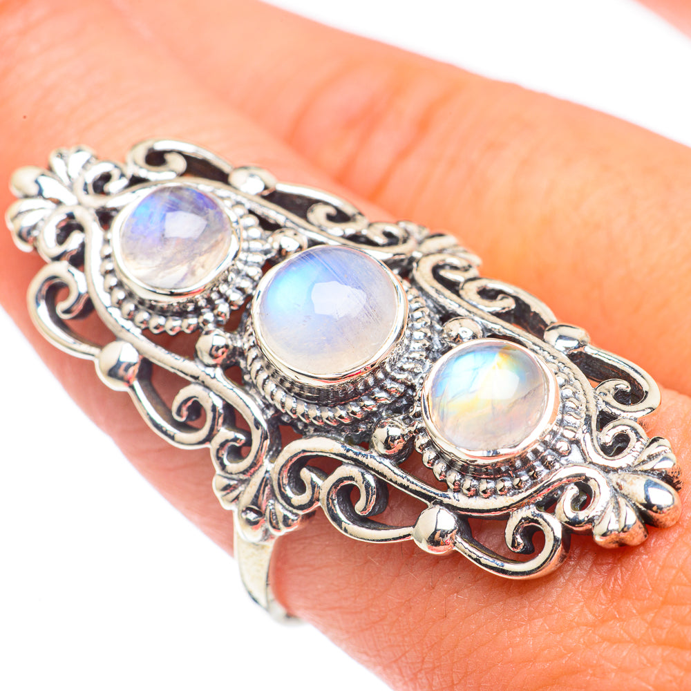Rainbow Moonstone Rings handcrafted by Anasilvercos - RING67718