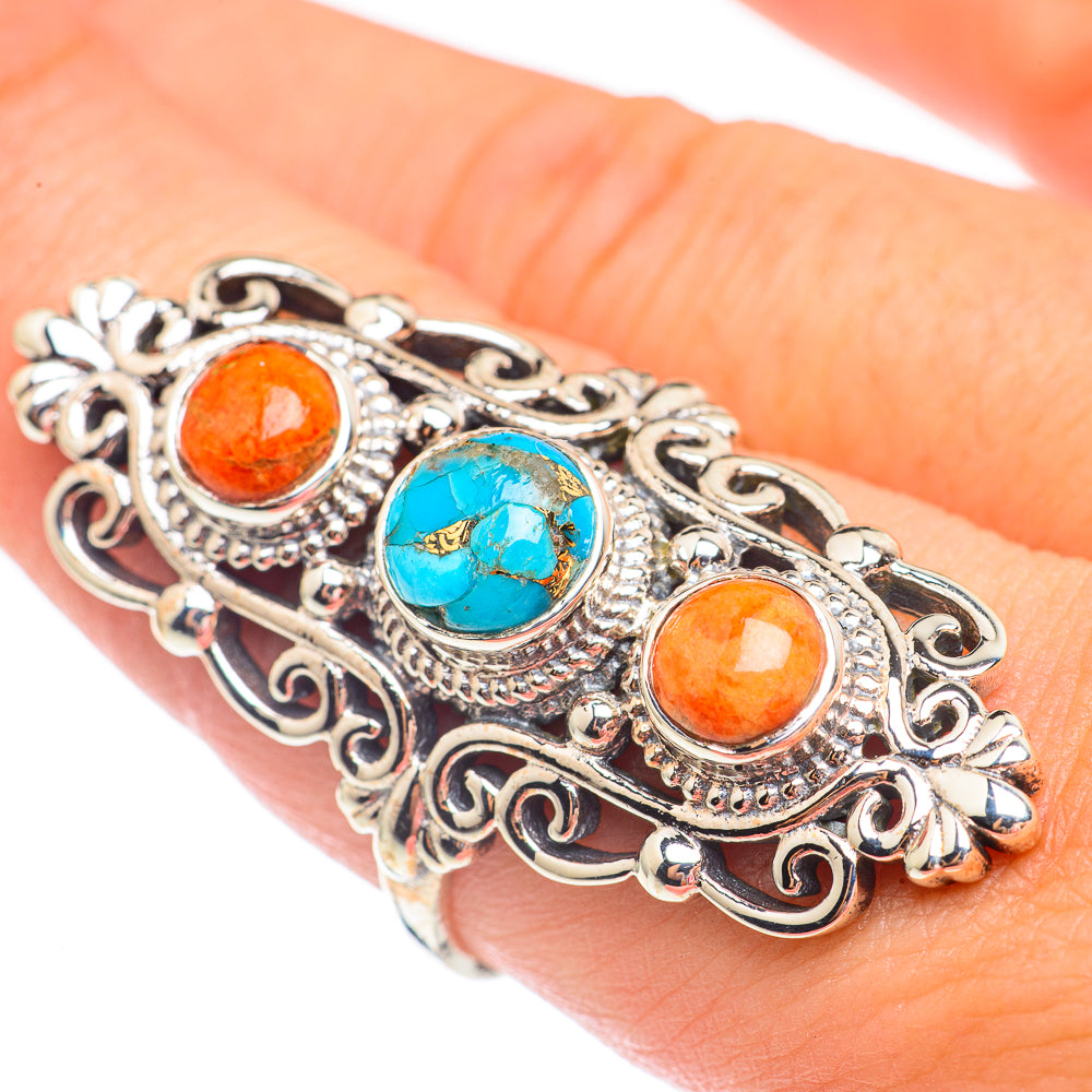 Blue Copper Composite Turquoise Rings handcrafted by Anasilvercos - RING67722